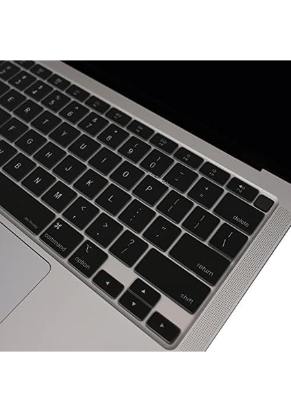 MacBook Air 13 Inç Klavye Koruyucu Ultra Ince Silikon M1 A2337 A2179 Id ile Uyumlu – Ultra Ince Silikon Kılıf, Us Abd Ingilizce Baskı Siyah modelleri