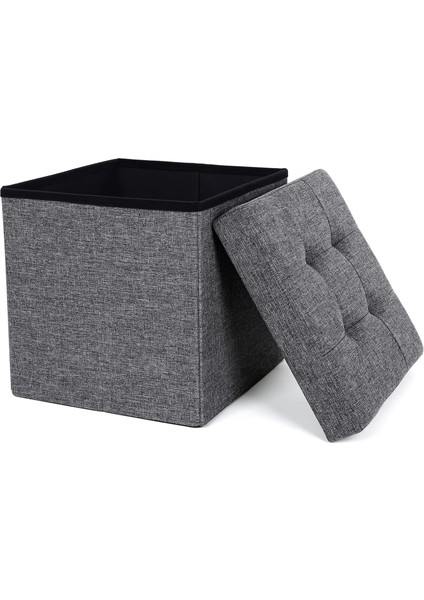 Saklama Alanlı Tabure, Kapaklı Küp, Oturma Sandığı, Saklama Kutusu, Katlanabilir, Maksimum Statik Taşıma Kapasitesi 300 Kg, 40 L, 38 x 38 x 38 Cm, Koyu Gri SPF27Z
