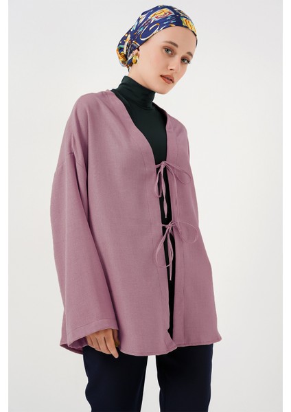 Keten Tesettür Kimono 5968 - Gül Kurusu