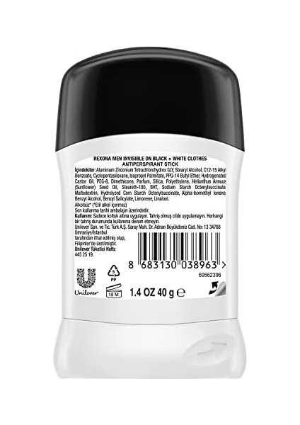 Rexona Men Erkek Anti-Perspirant Stick Deodorant Invisible Black And White 50 ml 1 Adet modelleri