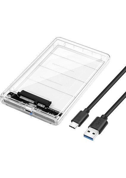 Gn-66 Şeffaf 2.5 Inç Sata Harddisk Kutusu 3.1 Type-C - Sabit Diski Taşınabilir Disk Yapar