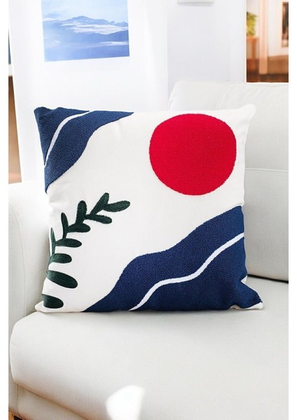 45X45 Özel Tasarım Panç Süzene Desen Dekoratif Kırlent Kılıfı Modern Beyaz 30