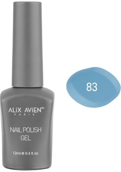 Alıx Avıen Mavi Gri Kalıcı Oje 83-Yoğun Renk Veren Jel Oje 12 Ml-Nail Uv Gel Polish 83