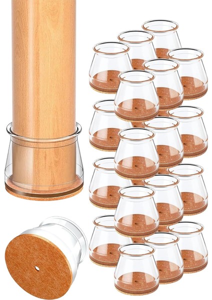 Adet Yuvarlak Papucu (3.6–4.0 Cm) – Şeffaf Silikon Keçeli, Gürültü Önleyici ve Zemin Mobilya Ayak Kılıfı