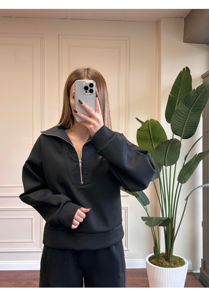 Fermuarlı Scuba Eşofman Takımı - Siyah indirimleri