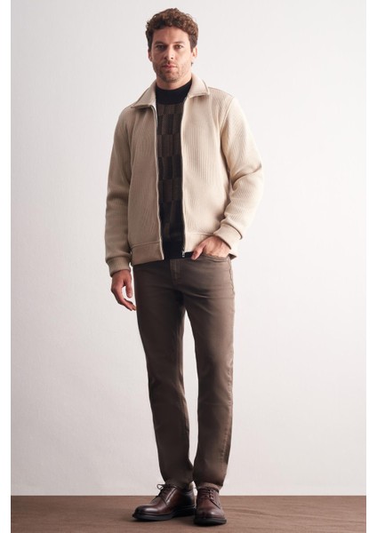 Koyu Bej Polo Yaka Slim Fit Pamuklu Casual Mont 1007255128 fiyatları