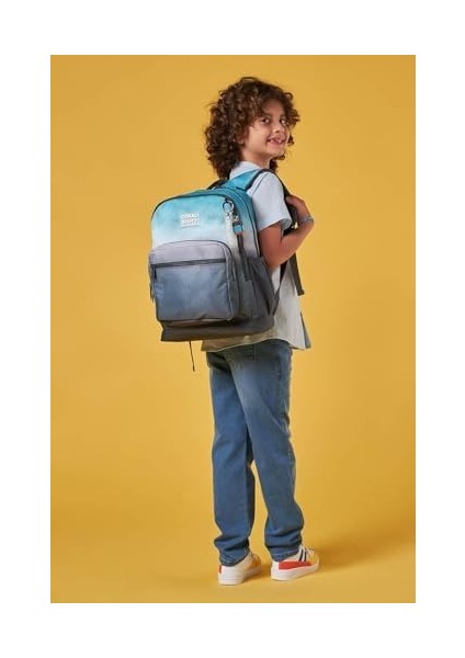 Dört Bölmeli Turkuaz Gri Batik Desenli Ilkokul Sırt Çantası - Erkek Çocuk fiyatları