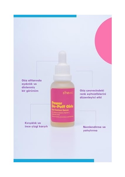 She Vec Power De Puff Girls - 5% Caffeine Solution + Glutathione + Ha (30 Ml) modelleri