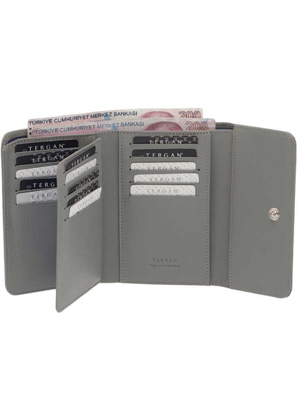 Gri Hakiki Deri Kadın Cüzdan - S1CB00005788-T8O