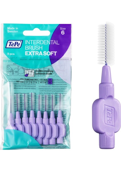 Tepe x Soft Ekstra Yumuıak Arayüz Fırçası, (8'li, Mor, 1.1mm) fiyatları