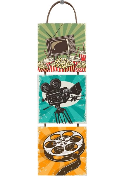 3 Parça Ipli Ahşap Tablo Seti