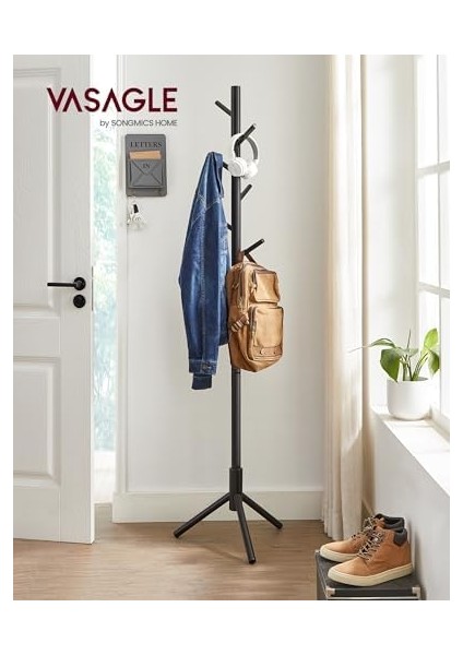 , Ayaklı, Masif Ahşaptan Yapılmış Vestiyer, Ağaç Şeklinde, 8 Kancalı, Giysiler, Şapkalar, Çantalar, Koridor, Giriş Alanı, Siyah RCR004B01 fiyatları