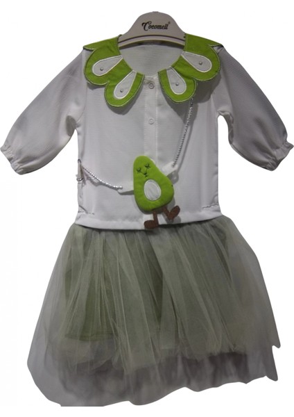 AVOKADO DETAYLI TÜLLÜ KIZ ELBİSE modelleri