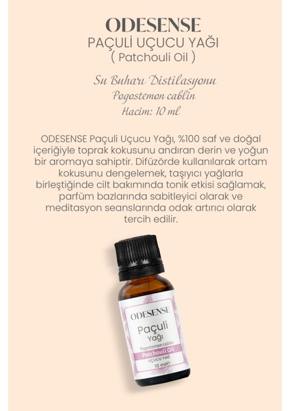 Paçuli Uçucu Yağı 10 ml Doğal ve Saf İçerik Damlalıklı Kapaklı Şişe Bez Kese fiyatları