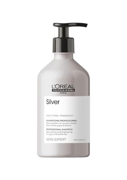 L'oréal Professionnel Paris Serie Expert Silver Çok Açık Sarı, Gri ve Beyaz Saçlar Için Renk Dengeleyici Mavi Şampuan 500ML