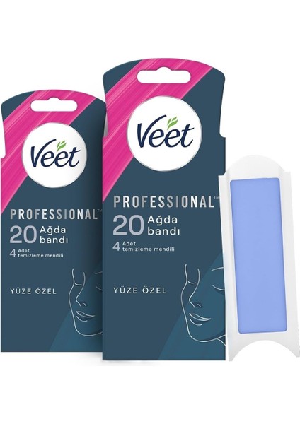 Veet Professional Hassas Ciltler Için Yüz Ağda Bandı, 40'lı (20 x 2) modelleri