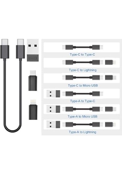 Aksesaurcı 7 In 1 Çok Işlevli USB C Adaptör Seti Type-C, Usb, Micro Light-Ning Port, Seyahat Için USB Kablosu Sim Kart, Hafıza Kartı Saklama Kutusu, Kameralar ve Daha Fazlası Için fiyatları
