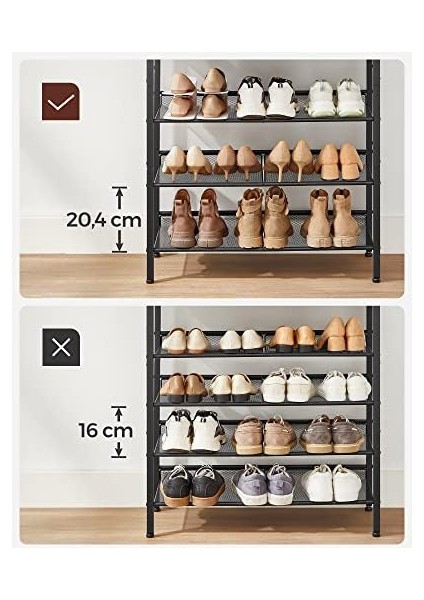 Ayakkabı Rafı 5 Katlı Ayakkabı Dolabı Açık Ayakkabı Rafı Ayakkabı Rafı 75 x 28 x 93 cm Çantalar Için Büyük Yüzey Giriş Koridoru Metal Endüstriyel Tasarım Siyah LBS038B01 fiyatları