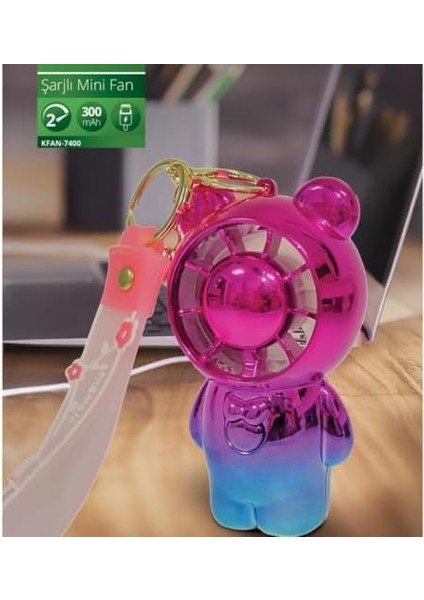 Mini Fan Ki-Wi Taşınabilirayıcık Vantilatör Anahtarlıklı Sessiz Fan (Pembe) fiyatları