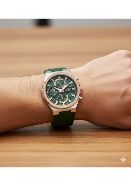 Jg. Polo Club Erkek Kol Saati Bakır Renk, Yeşil Kadran - Şık Silikon Kordon, 2 Yıl Garantili modelleri