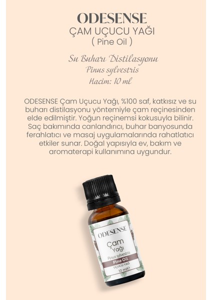 Çam Terebentin Uçucu Yağı 10 ml Doğal ve Saf İçerik Damlalıklı Kapaklı Şişe Bez Kese fiyatları