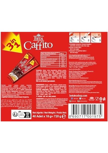 Beta Caffito 3 In 1 Classic Kutulu 40X18 gr