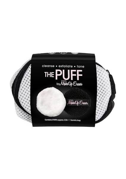 Makeup Eraser Puff 5 Parça Set, Yeniden Kullanılabilir ve Makinede Yıkanabilir Yuvarlaklar, Çamaşır Torbası Dahil