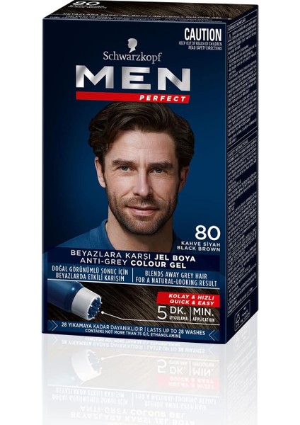 Schwarzkopf Men Perfect Saç Boyası 80 - Kahve Siyah, 80 ml fiyatları