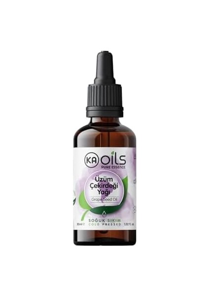 Kaoils Üzüm Çekirdeği Yağı 30 ml (Grape Seed Oil) -%100 Doğal ve Saf & Soğuk Sıkım | Antioksidan Zengini