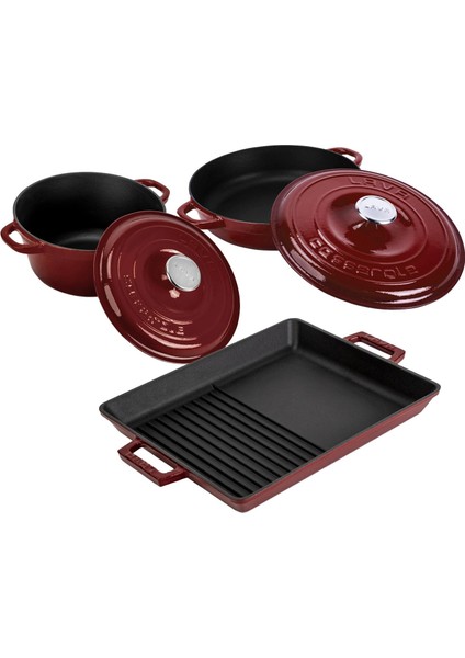 Döküm Bordo 5 Parça Tencere & Tava Seti – Şef Kalitesinde Lezzet ve Şıklık fiyatları