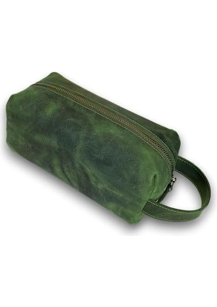 Modica® Partenon - Gerçek Deri Fermuarlı El Çantası - Tıraş Takımı Dopp Kiti- Seyahat Makyaj Çantası (Yeşil) fiyatları