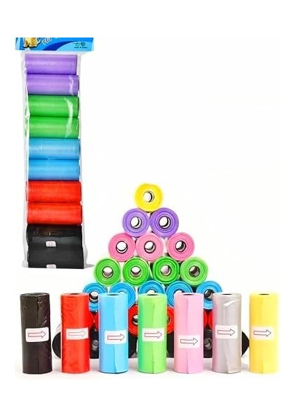 Kyrotech 10 Rulo Renkli Köpek Kaka Poşeti Kedi Kaka Torbası Kokusuz Sızdırmaz Dışkı Torbası Atık Çöp Poşeti Iso 9001 Sertifikalı Poop Bag Her Paket 150 Parça Poşet Içerir