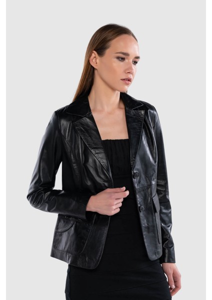 Kadın Hakiki Deri Siyah Deri Mont 415 BK-2412 Byn Dr Mont SK24/25 Sıyah Dr