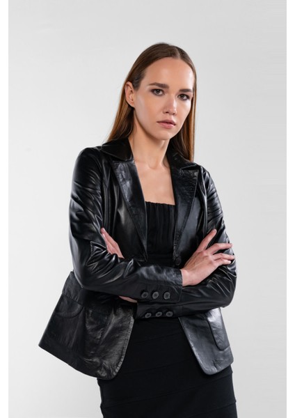 Kadın Hakiki Deri Siyah Deri Mont 415 BK-2412 Byn Dr Mont SK24/25 Sıyah Dr modelleri