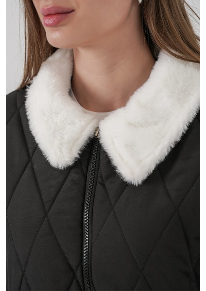 Kadın Kapitone Uzun Şişme Mont 5221 - Siyah indirimleri