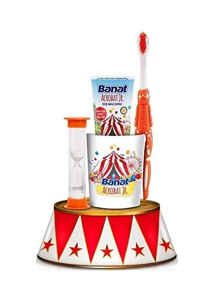 Banat Acrobat Junior Ağız Bakım Diş Fırça Seti (Mavi)