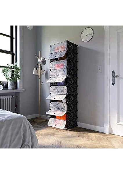10 Seviyeli Ayakkabı Dolabı, Dıy, Pp Plastikten, Devrilme Korumalı, 48 x 36 x 173 Cm, Siyah LPC10H modelleri