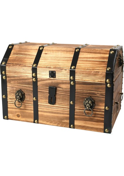 QI003319L Büyük Ahşap Dekoratif Aslan Yüzükler Kilitlenebilir Mandal ve Kilitli,