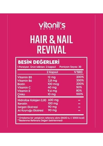 Vitanil's Nutrition Revival Hair&nail Kapsul - 60X1