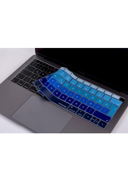 Air 13INÇ Klavye Koruyucu Touchıd'li (Türkçe Q) A1932 Modeli ile Uyumlu Ombre Lacivert Mavi