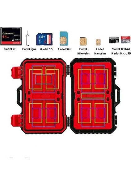 Gorilla 24 Slot Çoklu Hafıza Kartı ve Micro Sd Kart Taşıma Çantası Micro Sd Kart Kutusu (Kırmızı) fiyatları