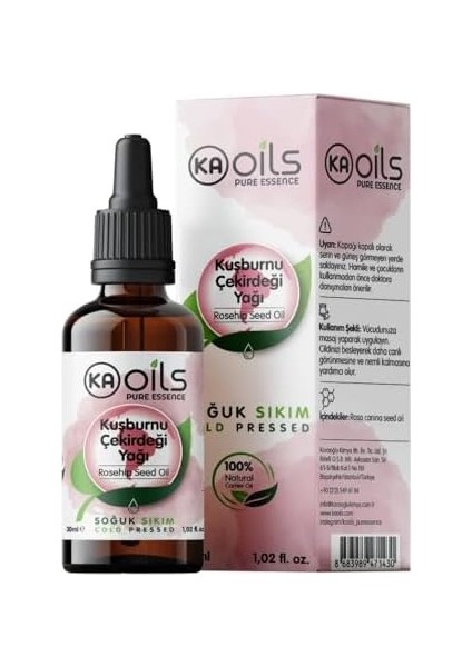 Kaoils Kuşburnu Çekirdeği Yağı 30 ml | Rosehip Seed Oil | C Vitamini ile Cilt Yenileyici & Yaşlanma Karşıtı Bakım Için | Soğuk Sıkım & TAŞIYICI%100 Saf ve Doğal Bitkisel Yağ modelleri