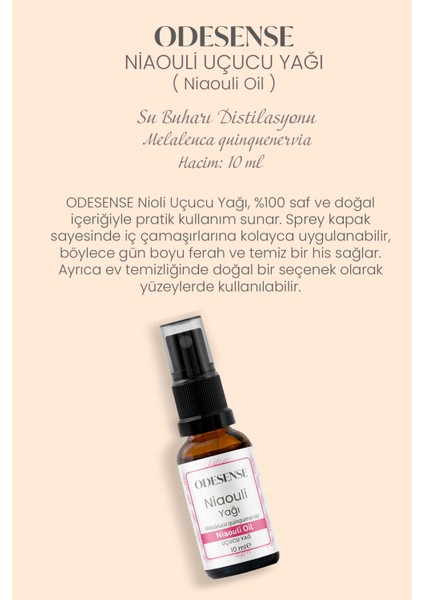 Niaouli Yağı (Nioli Yağı) 10 ml Sprey Kapaklı Saf Doğal Uçucu Yağ Bez Kese fiyatları