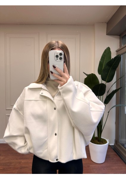 Oversize Kaşe Mont - Beyaz modelleri