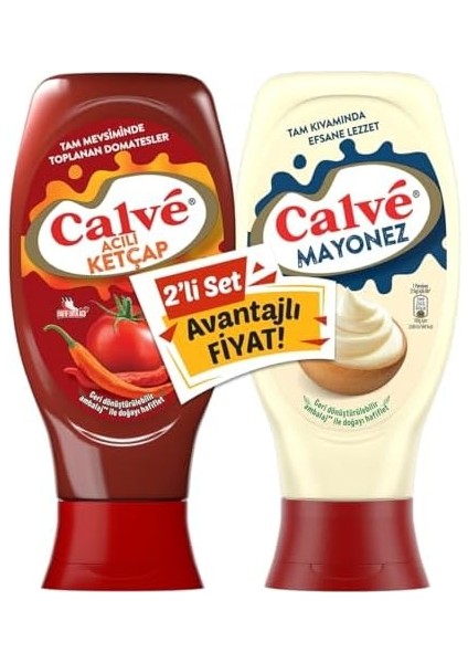 Calve Acılı Ketçap Mayonez Orta Set 810 gr fiyatları