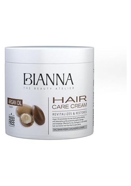 Bianna Saç Bakım Kremi Argan Yağlı Canlandırıcı ve Onarıcı Saç Bakım Kremi Tüm Saç Tiplerine Uygun
