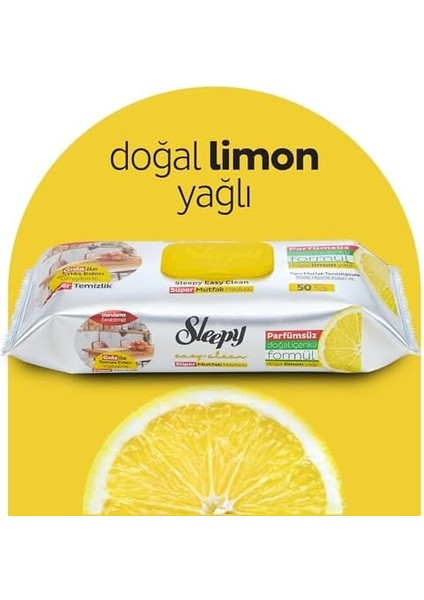 Sleepy Easy Clean Süper Yüzey Temizlik Mutfak Havlusu&mendili Limon Yağlı 50 Yaprak modelleri