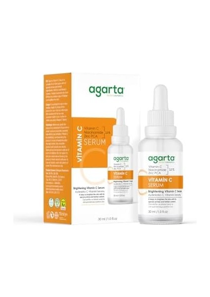 Agarta C Vitamini Serum Aydınlatıcı Koyu Leke Karşıtı (%3,5 Vitamin C, Niacinamide, Zinc Pca)