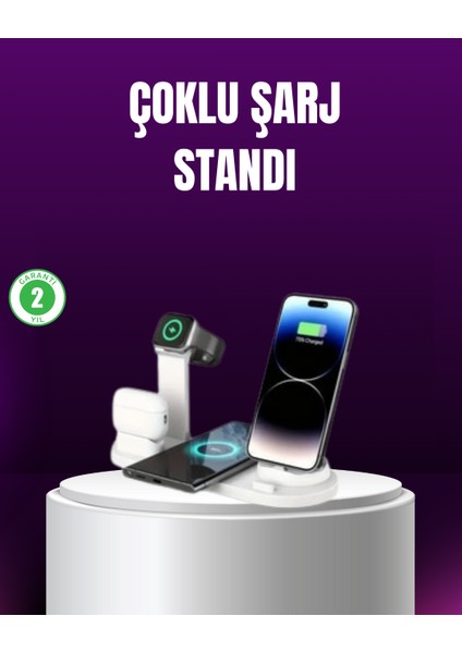 15W Hızlı Şarj Destekli 4’ü 1 Arada Kablosuz Şarj Istasyonu - CHT8240-9505