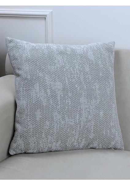 Herringbone Gri Renk Çizgi Desenli 45X45 Kırlent Kılıfı